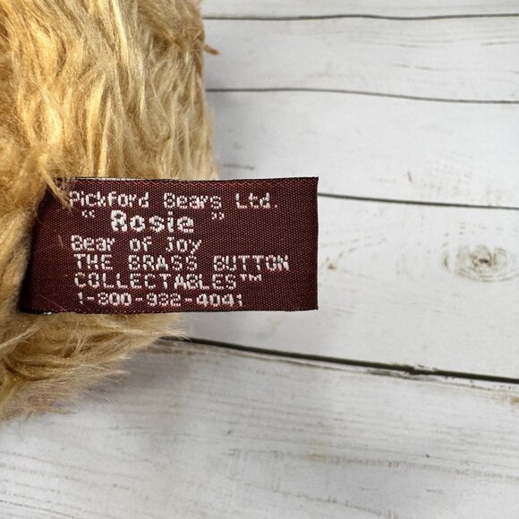 Rosie Bear Brass Button Collectables 10" Plush Bear Glass Hat Tags Vtg - Picture 8 of 10